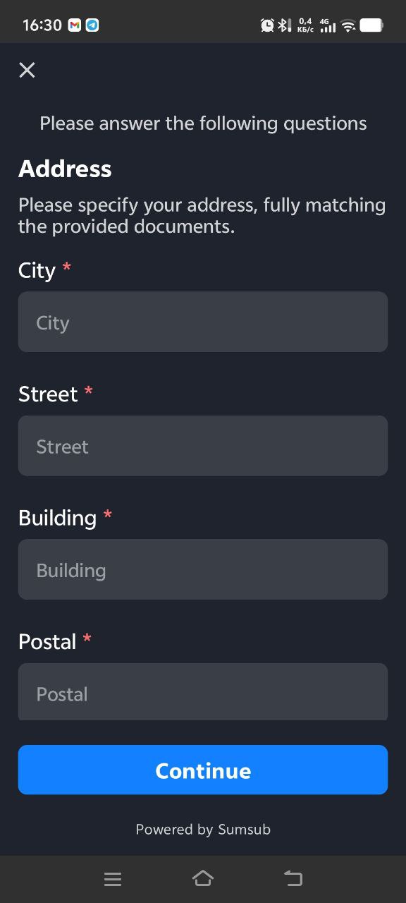 Proof of Address step 2