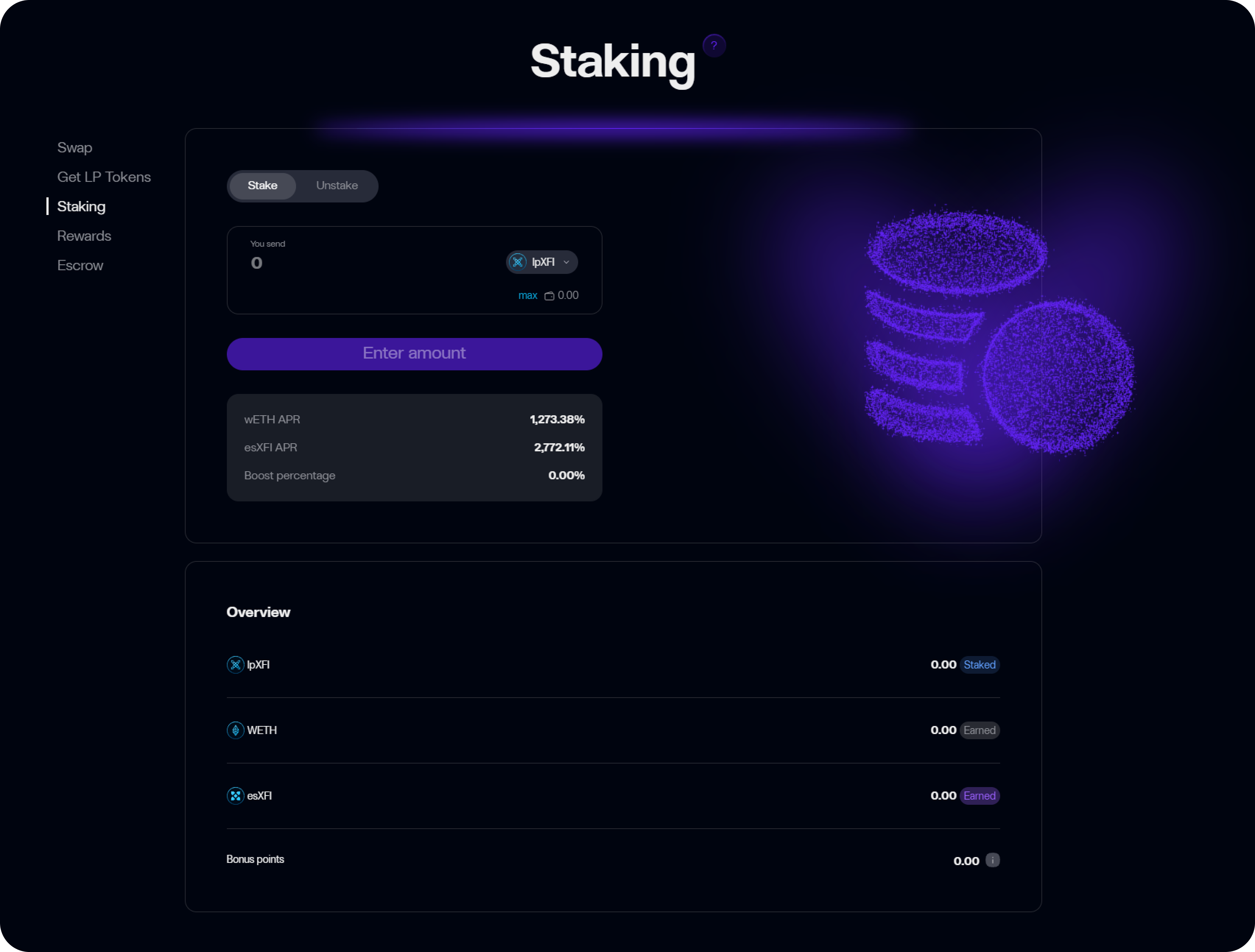 Interface de Staking
